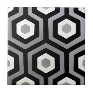 Carreau noir et blanc géométrique hexagonal noir et blanc