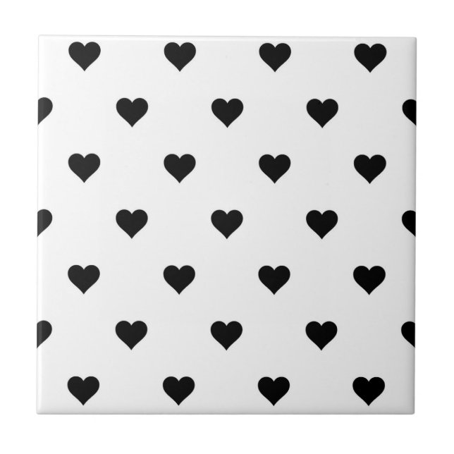 Carreau Noir et blanc mignon Motif de coeur simple (Devant)