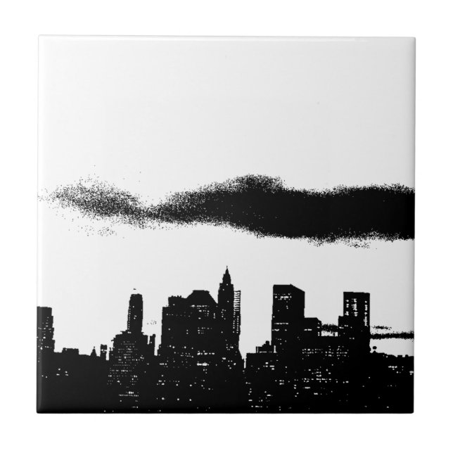 Carreau Noir et blanc New York City Pop Art Style (Devant)