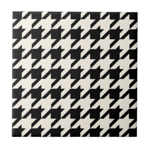 Carreau Noir et crème de motif de pied-de-poule