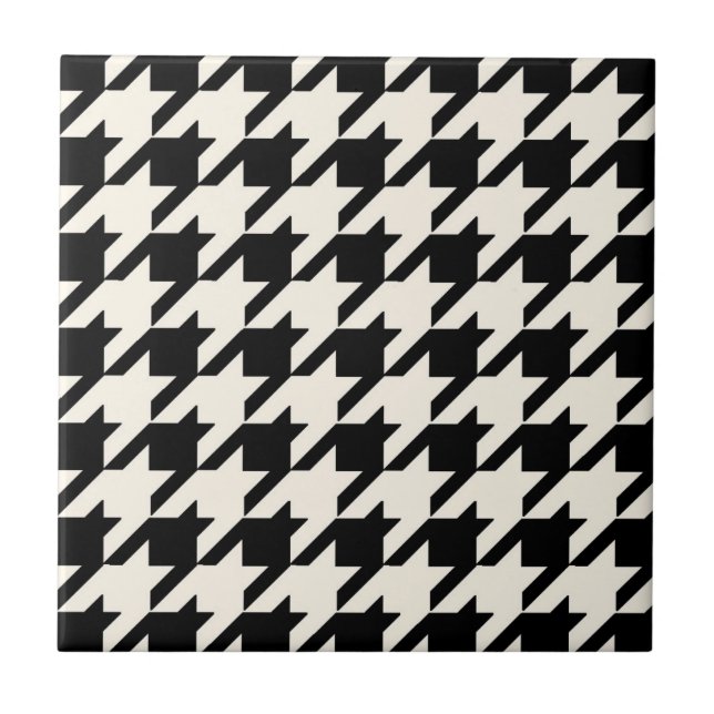 Carreau Noir et crème de motif de pied-de-poule (Devant)