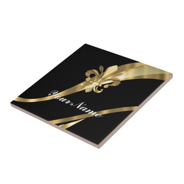 Carreau Noir et gold fleur de lys (Côté)