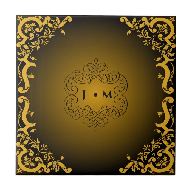 Carreau Noir et or avec éléments décoratifs (Devant)