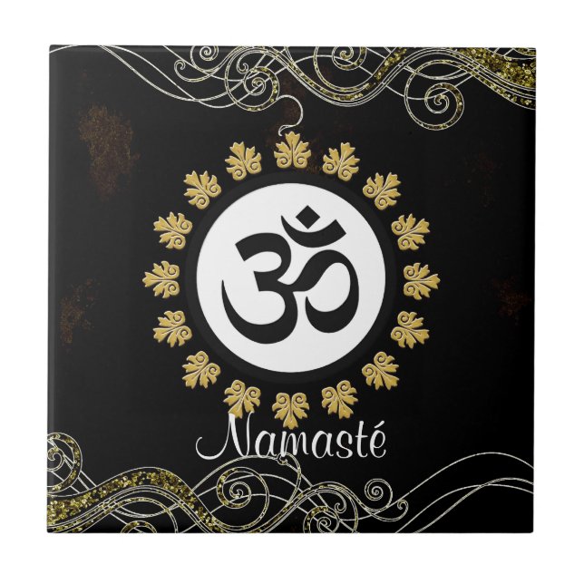 Carreau Noir et or de méditation d'incantation de symbole (Devant)