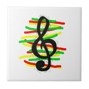 Carreau Noir graphique de clef triple avec le vert jaune
