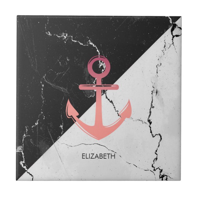 Carreau Noir & Marbre blanc blanc Ancre (Devant)