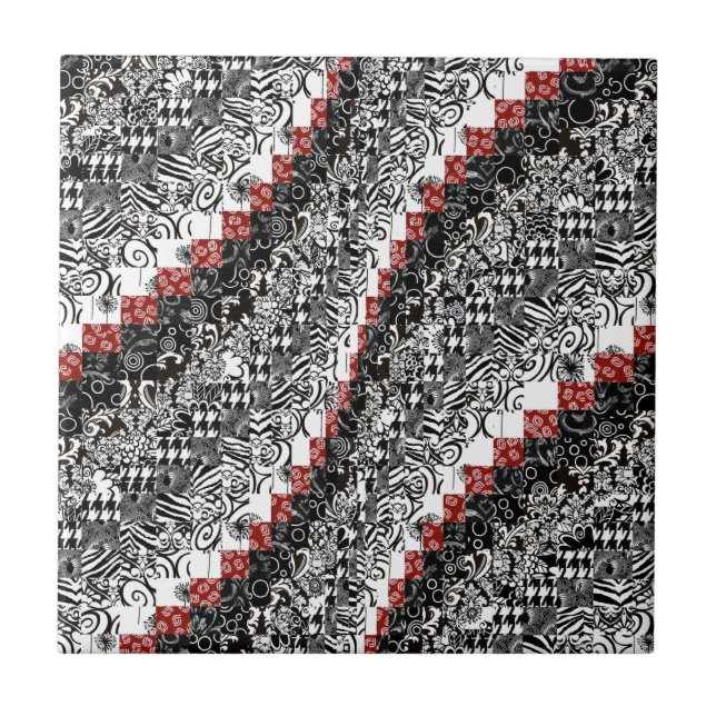 Carreau Noir rouge de personnaliser de motif d'édredon de (Devant)