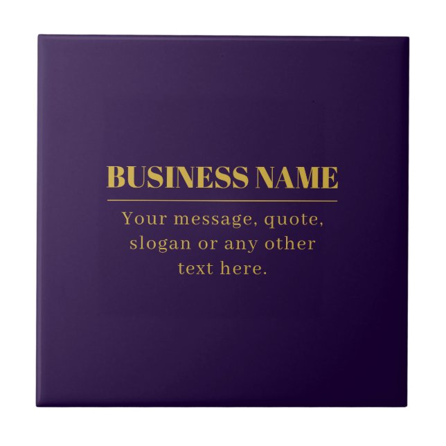 Carreau Nom commercial ou salutation Dark Purple & Gold (Devant)