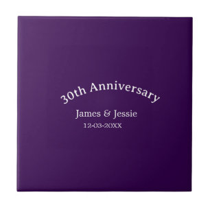 Carreau nom date 30e anniversaire de mariage violet simple