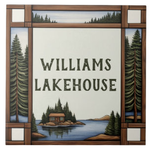 Carreau Nom de famille personnel Lakehouse Nom Plaque Sign