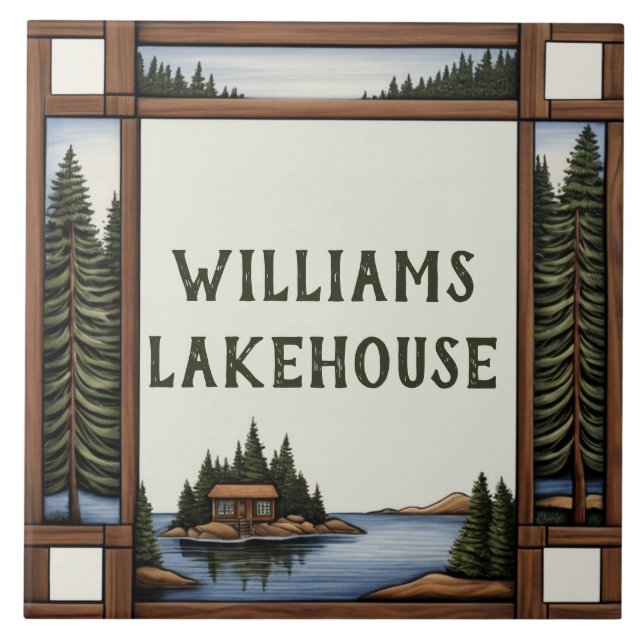 Carreau Nom de famille personnel Lakehouse Nom Plaque Sign (Devant)
