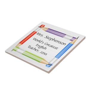 Carreau Nom de l'enseignant Plaque ou Dessous de verre du 