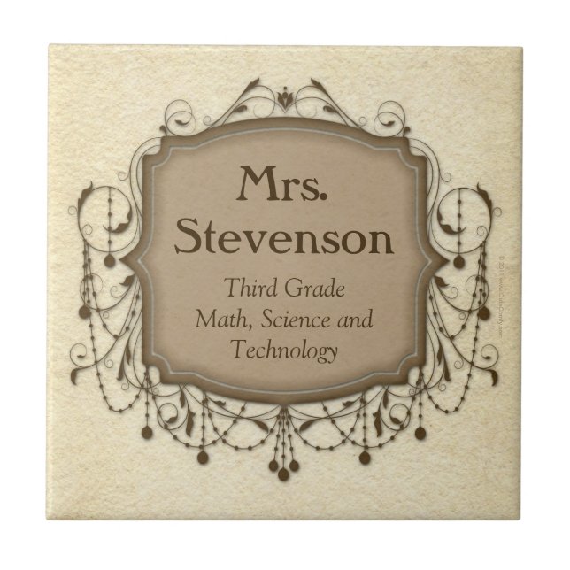Carreau Nom personnalisé Enseignant Signe de classe Plaque (Devant)
