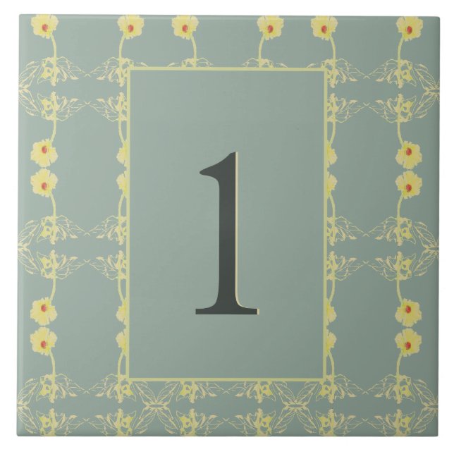Carreau Nombre de maisons Floral avec Sage Green (Devant)