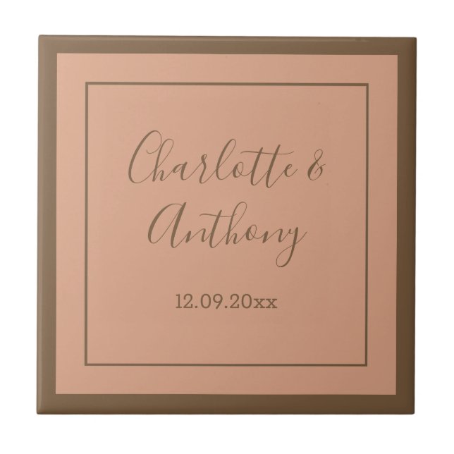 Carreau Noms de calligraphie créative mariage Date (Devant)