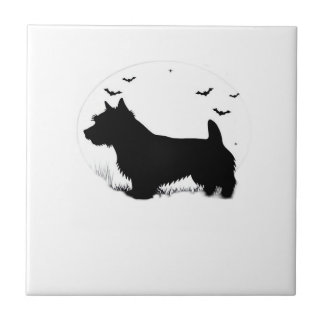 Carreau Norfolk Terrier Dog � Halloween Moon Silhouette Cl