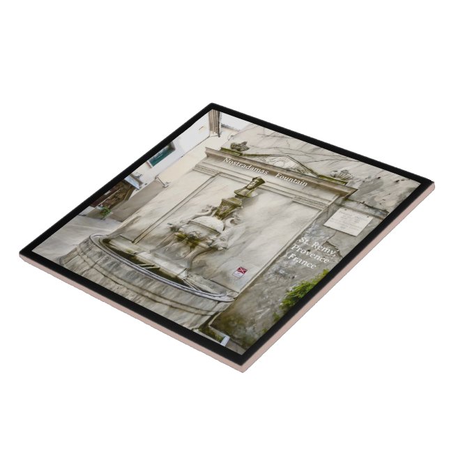 Carreau Nostradamas Fountain, St Remy, France Ceramic Tile (Côté)