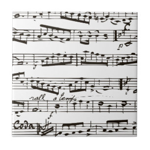 Carreau Notes musicales en noir et blanc