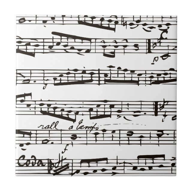 Carreau Notes musicales en noir et blanc (Devant)