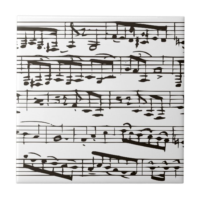 Carreau Notes musicales en noir et blanc (Devant)