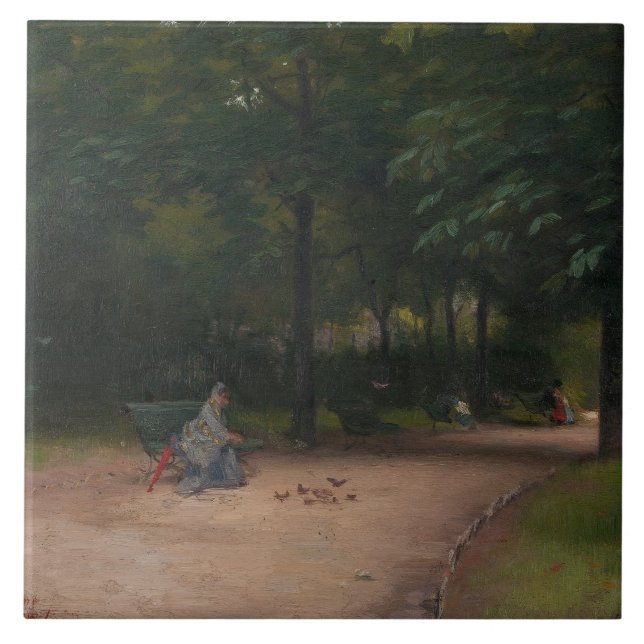 Carreau Nourrir les oiseaux dans le parc (par Paul Peel) (Devant)