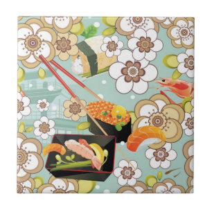 Carreau Nourriture japonaise : Motif 4 de sushi
