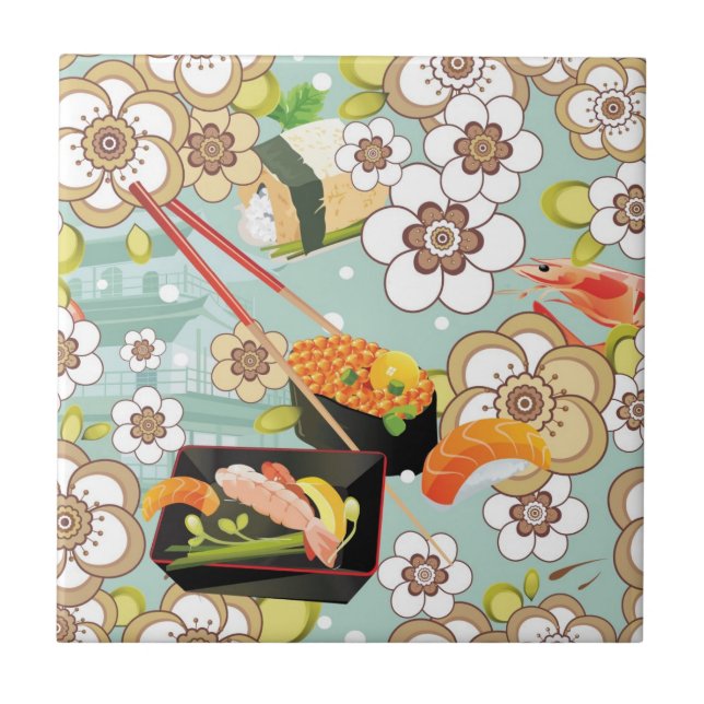 Carreau Nourriture japonaise : Motif 4 de sushi (Devant)