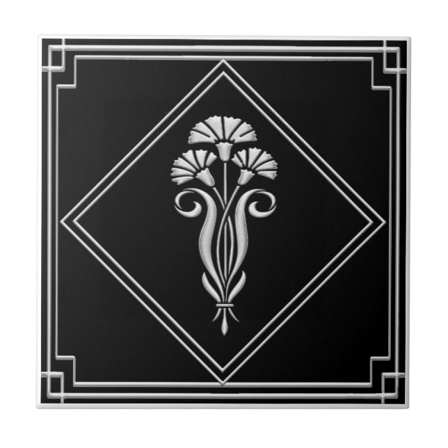 Carreau Nouveau Carrelage Art déco noir et argent (Devant)