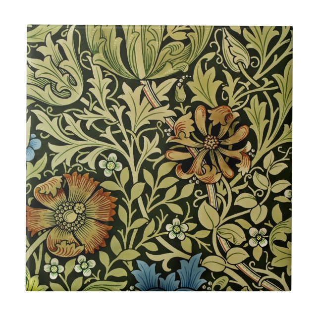 Carreau Nouveau Fleurs bleues et orange sur la vigne (Devant)