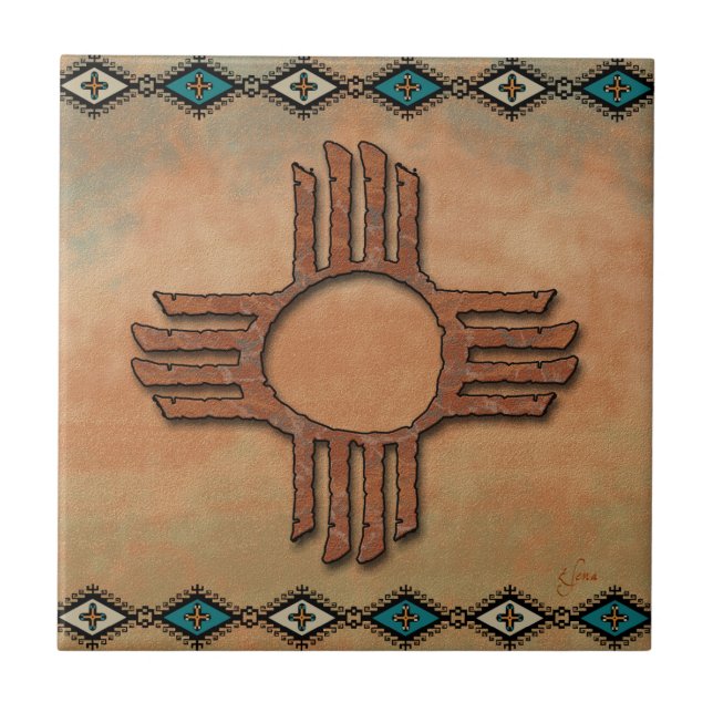 Carreau Nouveau-Mexique Zia (soleil) Carrelage en céramiqu (Devant)