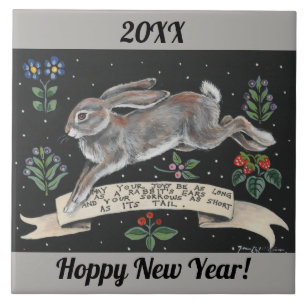 Carreau Nouvel An Bon Voeux Hare Rabbit Tile Don 2019