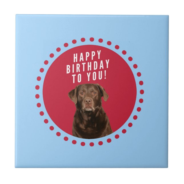 Carreau Nouvel anniversaire joyeux du chien de triever Bro (Devant)