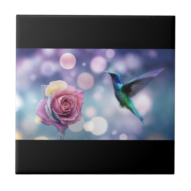 Carreau Nouvel Eden Hummingbird & Rose (Devant)