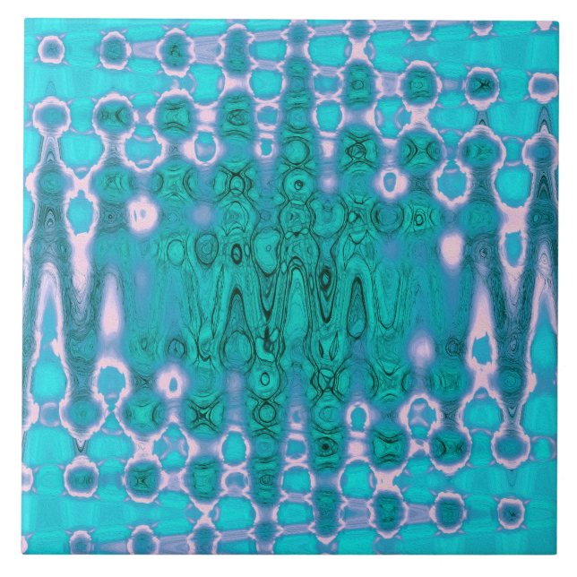 Carreau Nuages Abstraits Aqua et Pink Wavy Tie Dye (Devant)