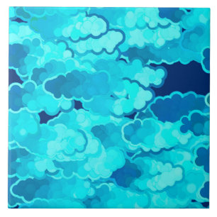 Carreau Nuages japonais, même le ciel, la turquoise et