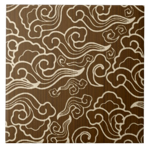 Carreau Nuages japonais vintages, brun chocolat