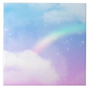 Carreau Nuages pastel magiques et arc-en-ciel