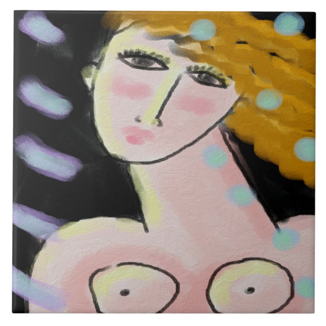 Carreau Nuit 2 Portrait numérique Abstrait d'une femme (Devant)