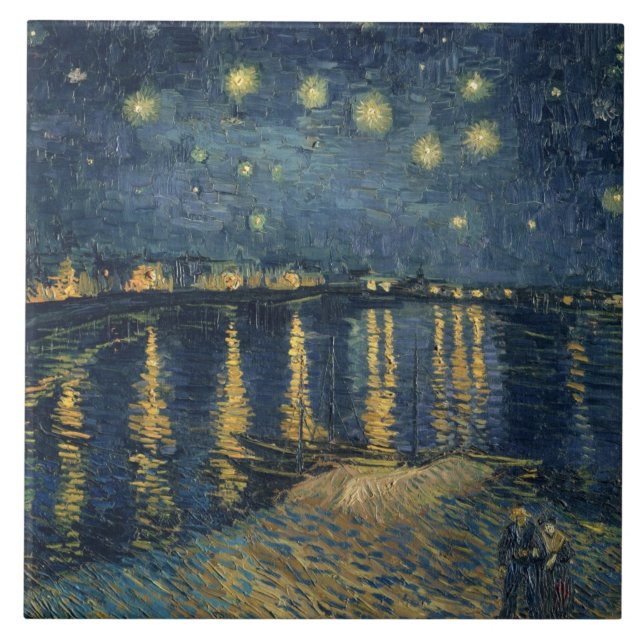 Carreau Nuit étoilée de Vincent van Gogh | au-dessus du (Devant)