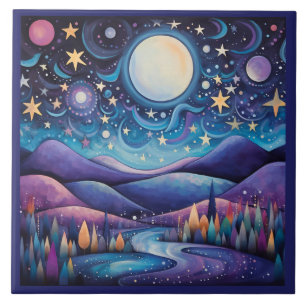 Carreau Nuit lunaire Big Moon Paysage