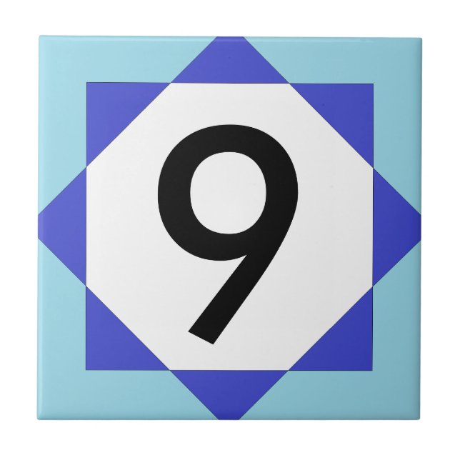 Carreau Numéro bleu étoile marocaine (Devant)