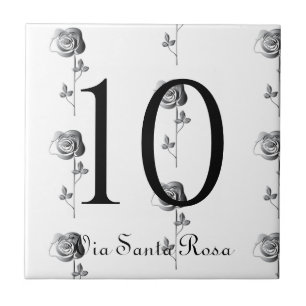 Carreau Numéro de 2 chiffres 3D Roses Cinzel House Numéro