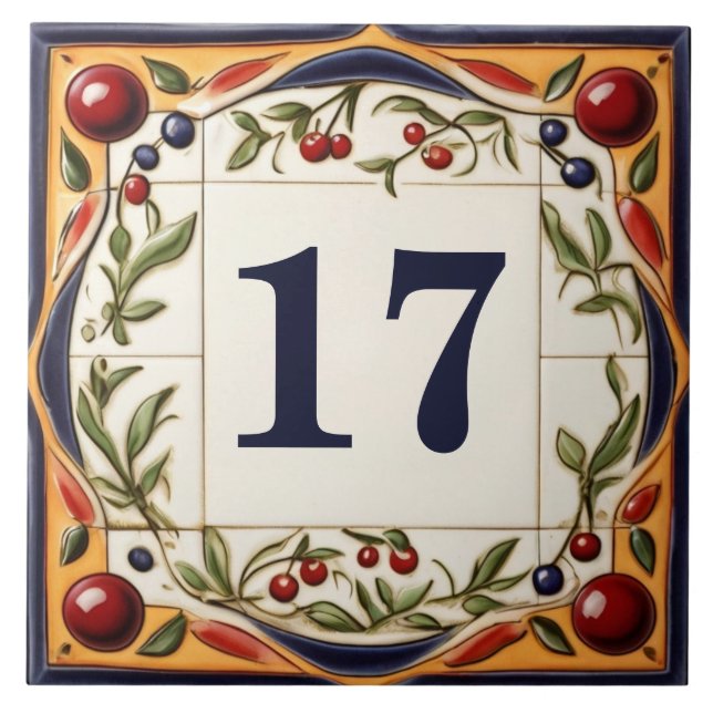 Carreau Numéro de la maison Plaque Signale rouge cerise Ar (Devant)
