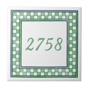 Carreau Numéro de la petite maison verte et blanche