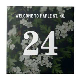 Carreau Numéro de maison / appartement floral personnalisé