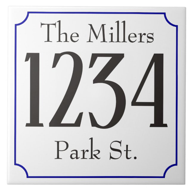 Carreau Numéro de maison avec la rue et le nom (Devant)