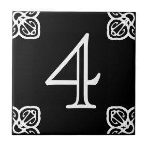Carreau Numéro de maison - blanc espagnol sur le noir