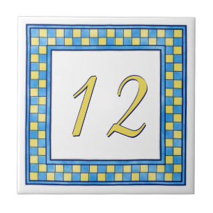 Carreau Numéro de maison bleu et jaune