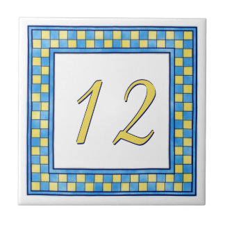 Carreau Numéro de maison bleu et jaune
