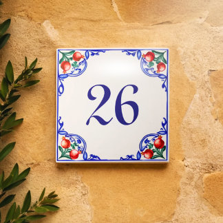 Carreau Numéro de maison méditerranéen personnalisé – Melo